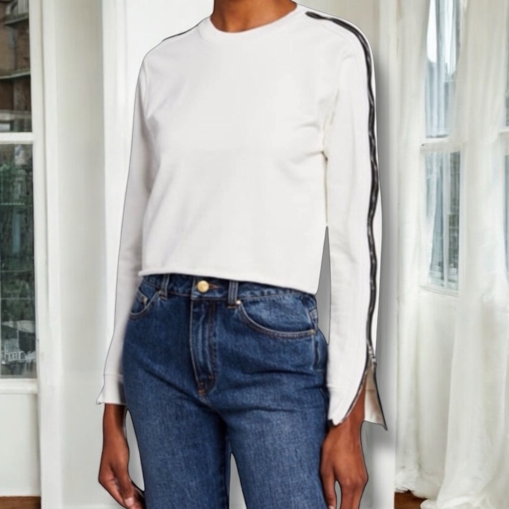RtA Bateau Neckline Long Sleeve Sweatshirt Zip Sleeve to Shoulder Size Large